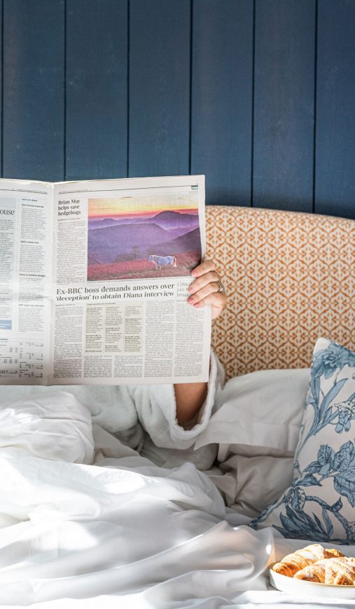 Reading Newspaper In New Forest Shepherds Huts